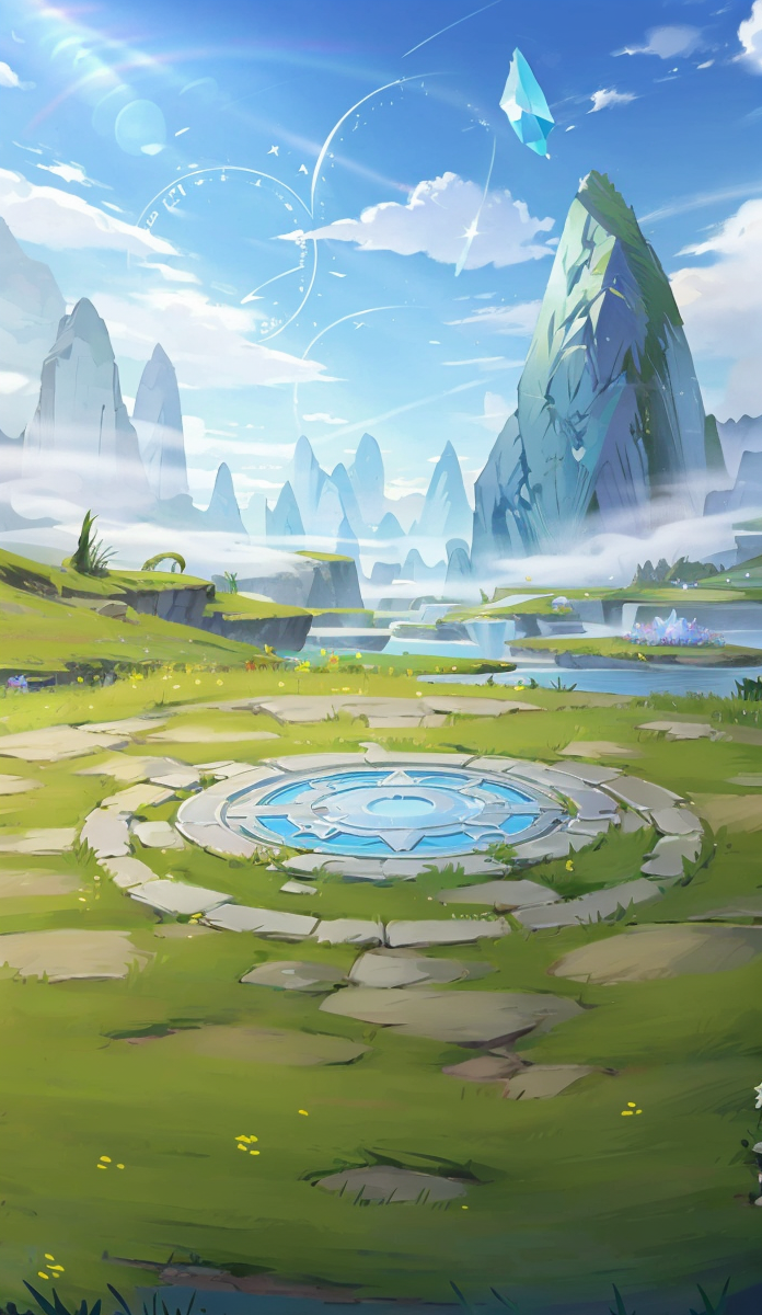 03094-1945858487-dipan,no humans, sky, scenery, outdoors, cloud, day, blue sky, crystal, grass, magic circle，center composition_lora_game dipan_2.png